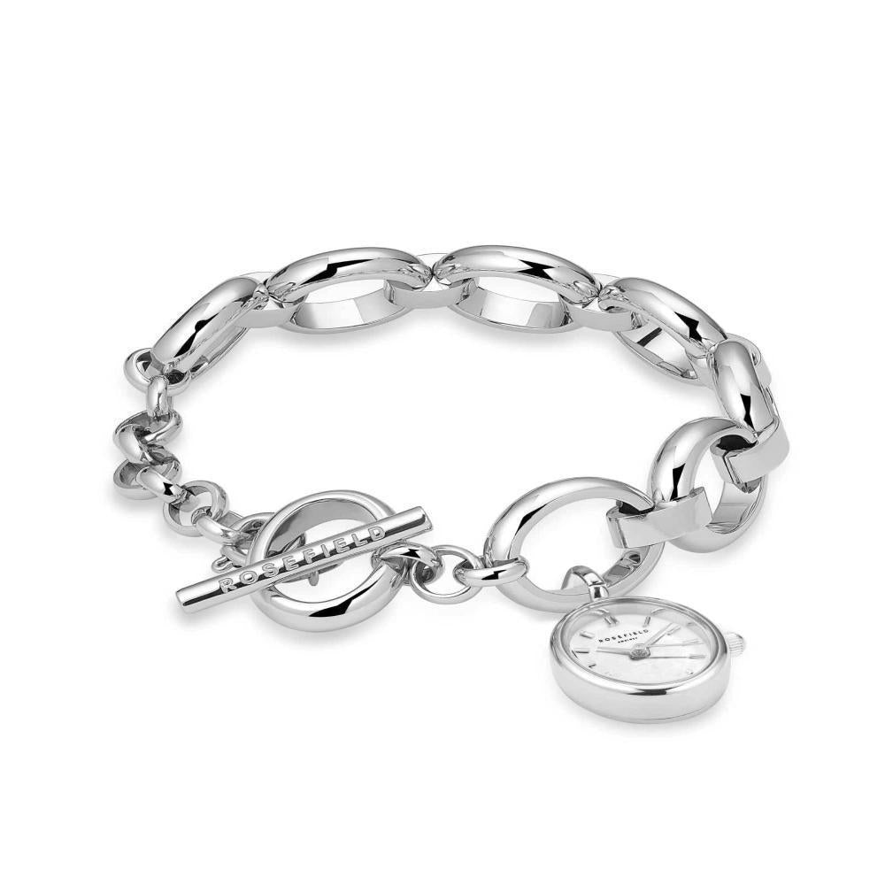 ROSEFIELD Women's Watch The Oval Charm Chain White Silver SWSSS-OV14