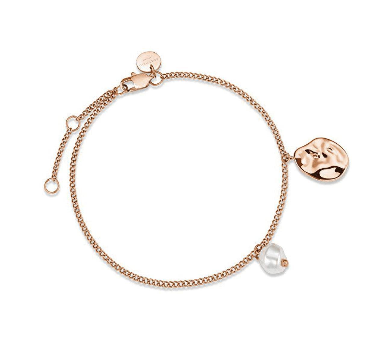 ROSEFIELD Bracelet Pearl and waved Charm Rose Gold JTBPRG-J438