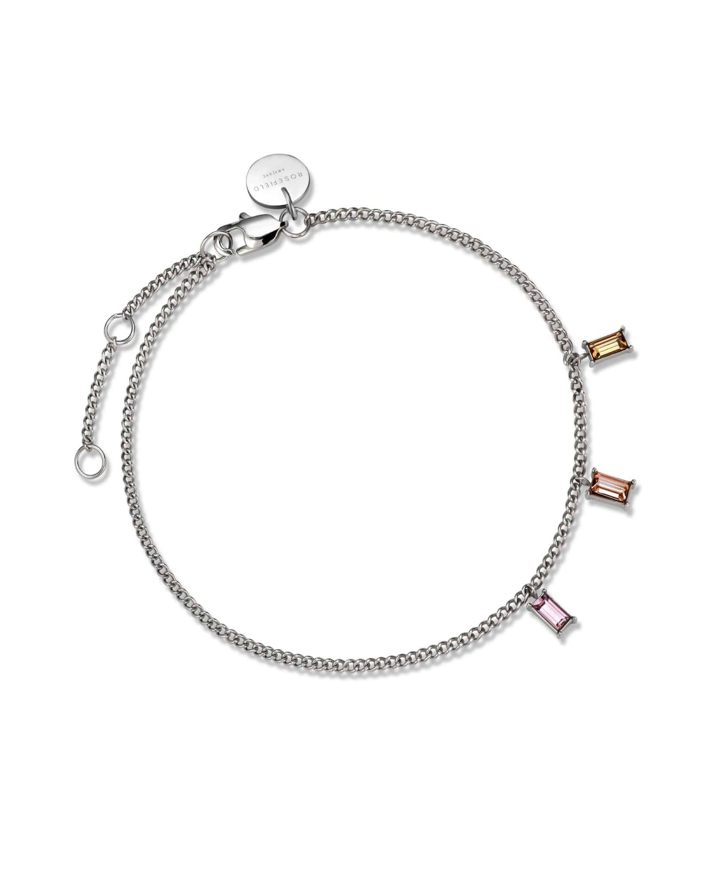 ROSEFIELD Bracelet Triple Swarovski Baguette Rainbow colors Silver JTBBS-J432