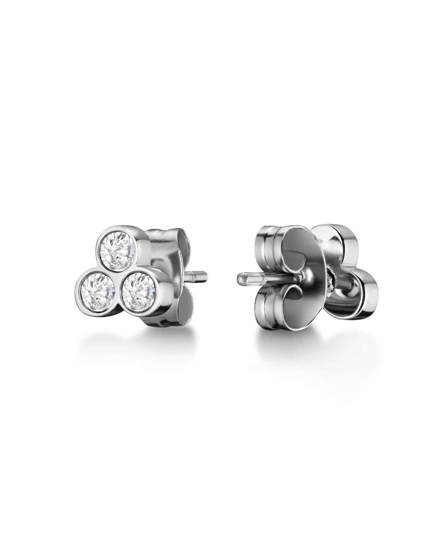 ROSEFIELD Earrings Stud Triple Swarovski crystals Silver JTSTCS-J422