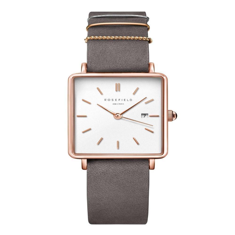 ROSEFIELD Damenuhr The Boxy White Elephant Grey Rosegold QWGR-Q12