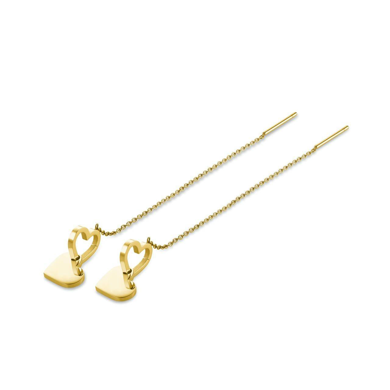 ROSEFIELD earrings double hearts hanging gold JEDHG-J686