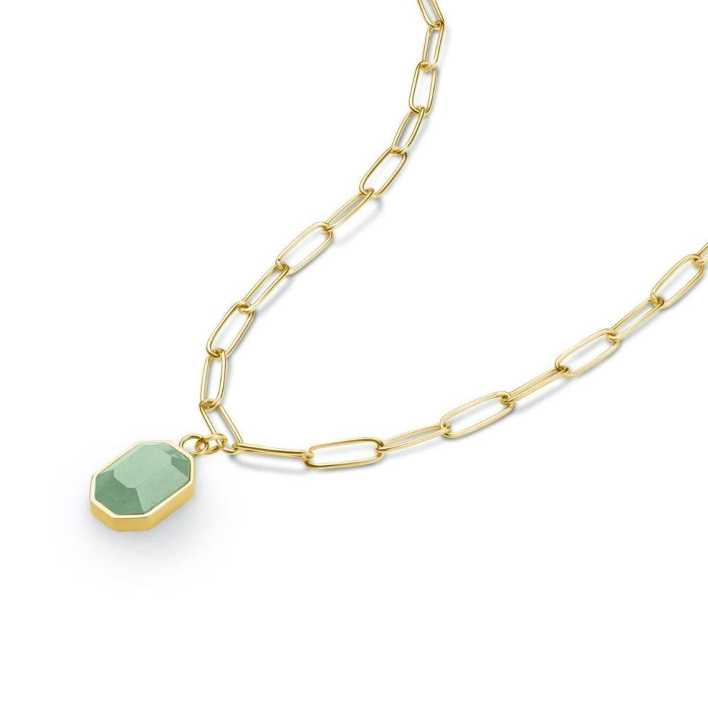 ROSEFIELD Halskette Geometric Gemstone Jade Gold