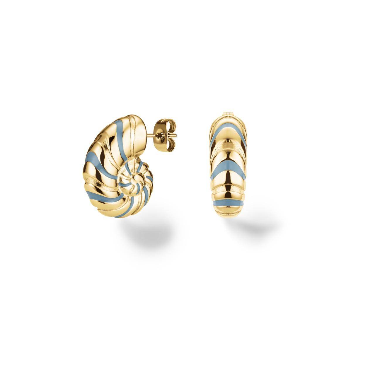 ROSEFIELD Women's Nautilus Shell Earrings Gold-Blue