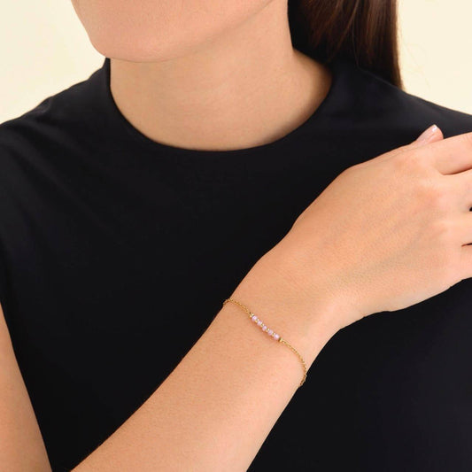 ROSEFIELD Damen Armband Gold Rosa Steine