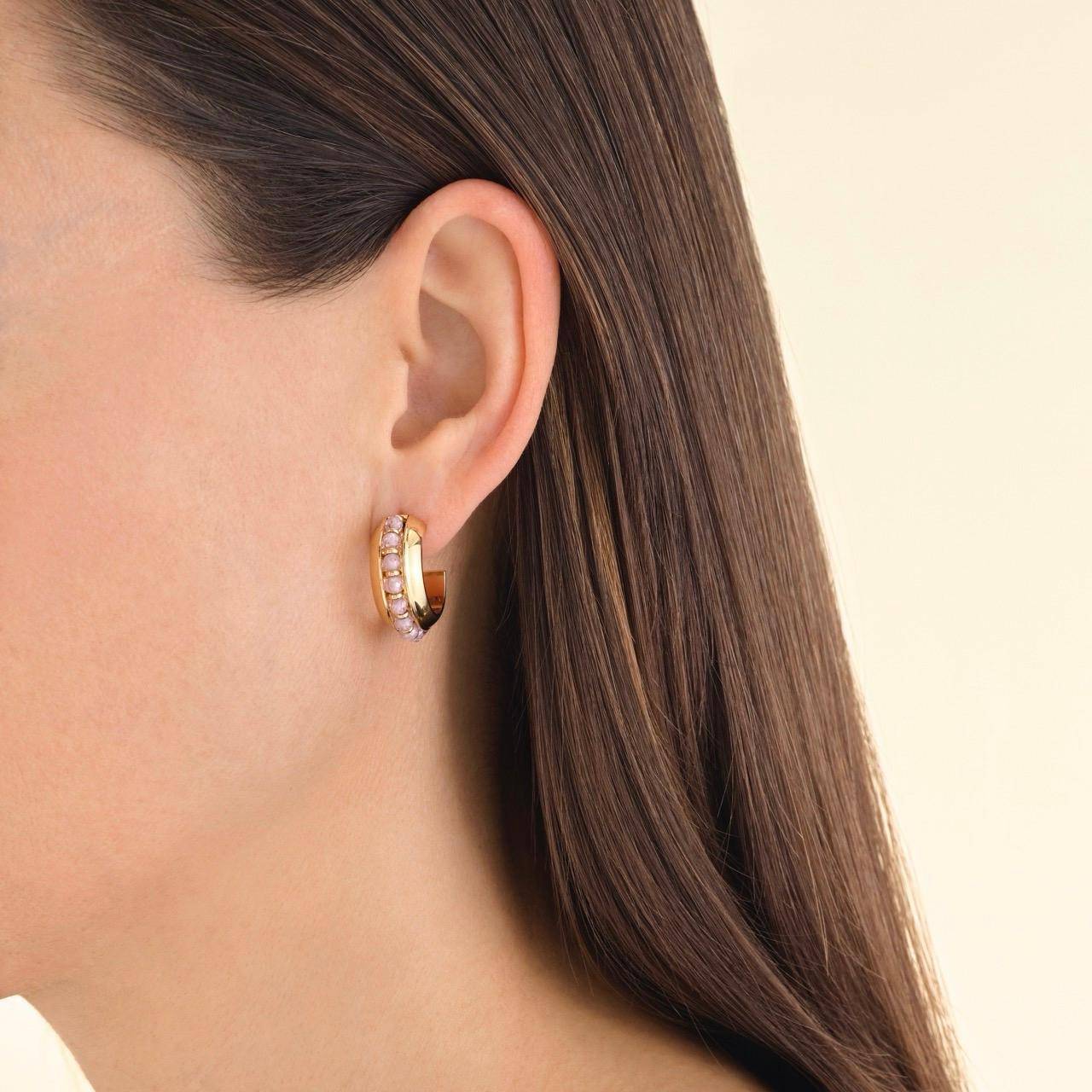 ROSEFIELD Damen Ohrringe Gold Rosa Steine JEPBG-J817