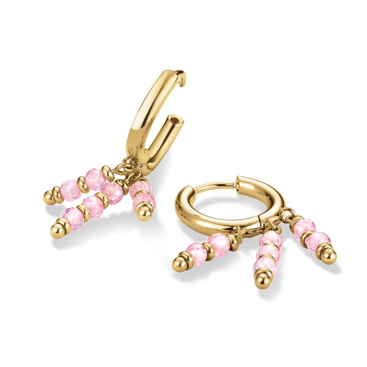 ROSEFIELD Damen Creolen Gold Rosa Steine