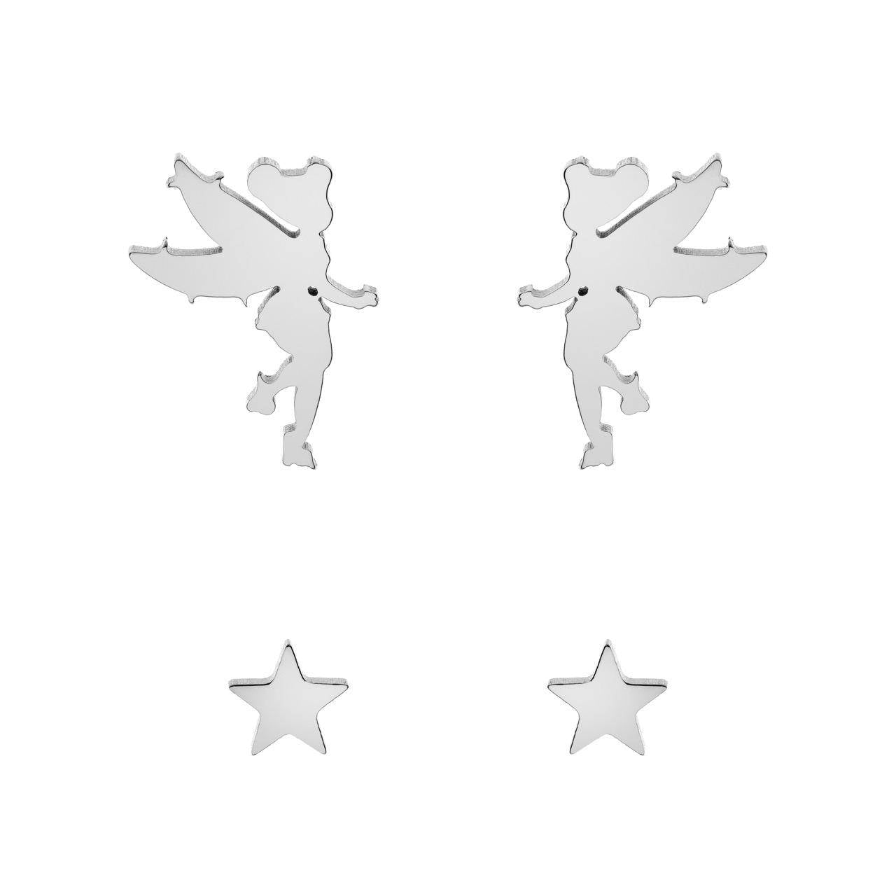 DISNEY Ohrringe TINKER BELL SET Edelstahl Silber