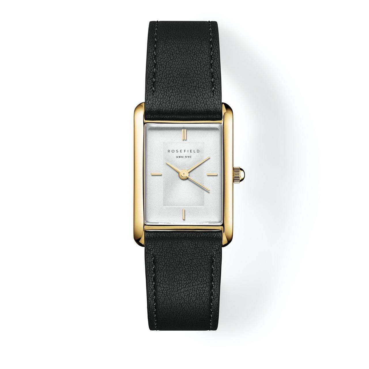 ROSEFIELD Damenuhr Heirloom Modern White Dial Gold Black Leather HWBLG-H06