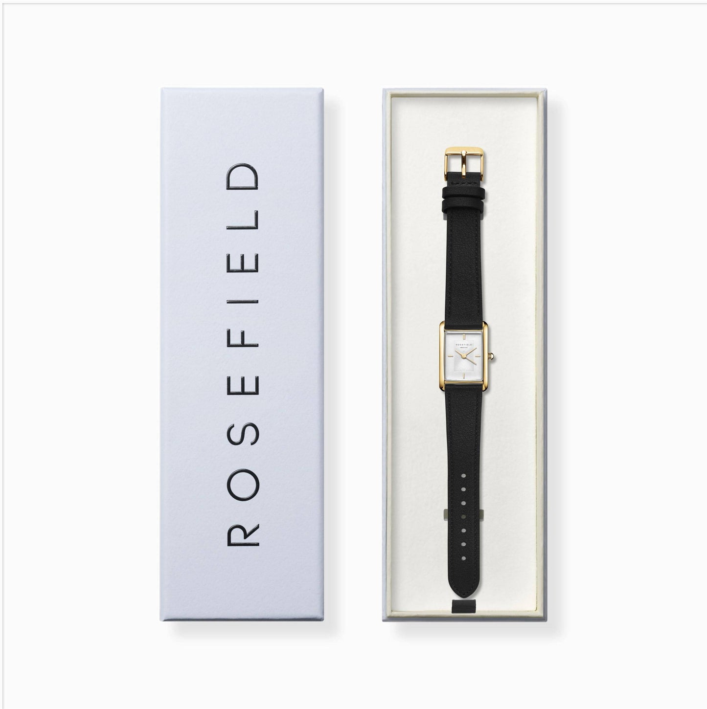 ROSEFIELD Damenuhr Heirloom Modern White Dial Gold Black Leather HWBLG-H06