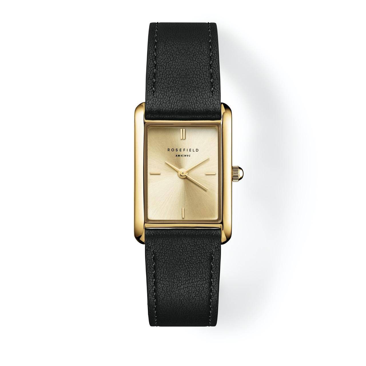 ROSEFIELD Damenuhr Heirloom Modern Champagne Dial Gold Black Leather HCBLG-H07