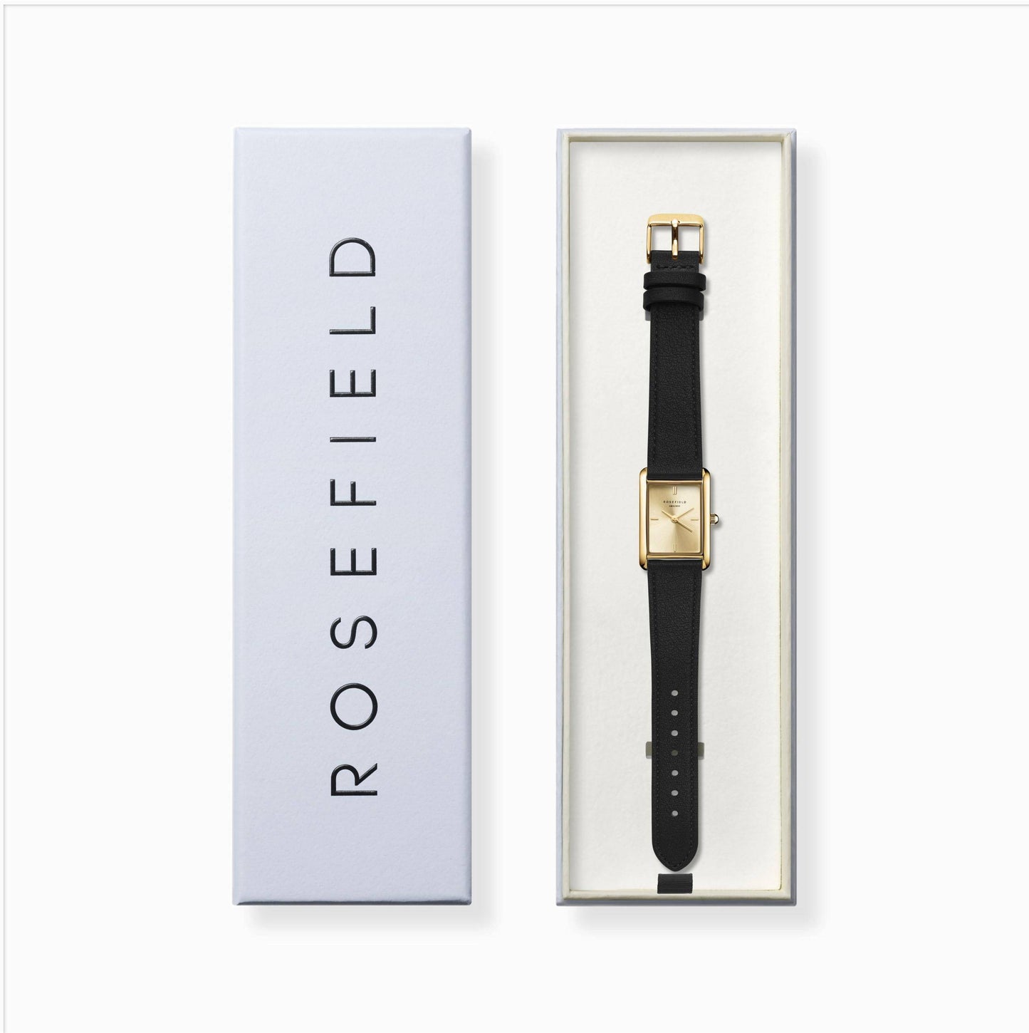ROSEFIELD Damenuhr Heirloom Modern Champagne Dial Gold Black Leather HCBLG-H07