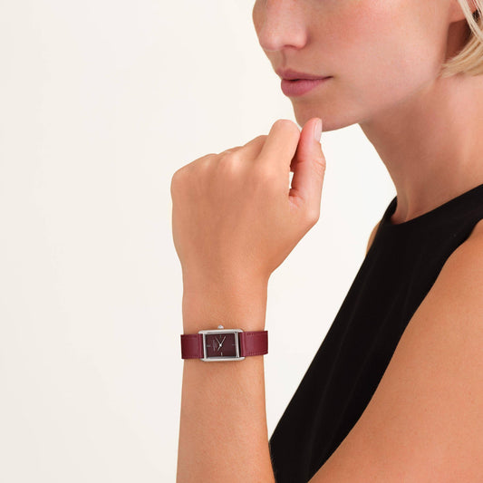 ROSEFIELD Damenuhr Heirloom Modern Burgundy Dial Silver Burgundy Leather HBBLS-H08