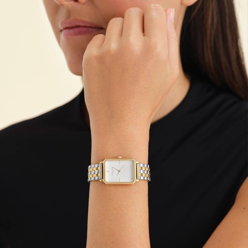 ROSEFIELD Damenuhr Octagon Silber-Gold Bicolor eckig OWSSSG-O48