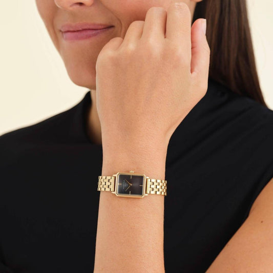 ROSEFIELD Damenuhr Octagon XS Schwarz Gold eckig OBGSG-O61