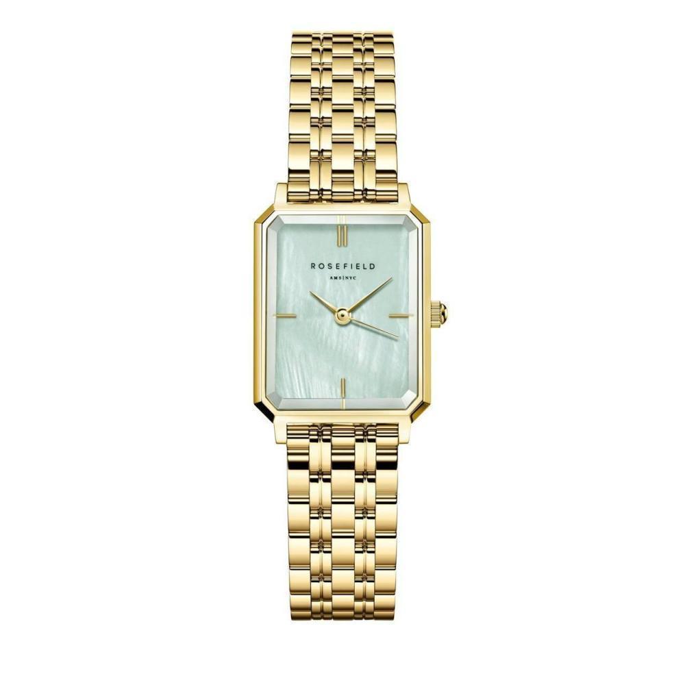 ROSEFIELD Damenuhr Octagon XS Minzgrün Perlmutt Gold eckig OGGSG-O71