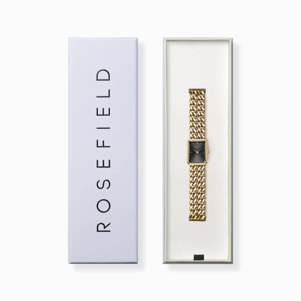 ROSEFIELD Damenuhr Octagon XS Studio Kettenuhr Schwarz Gold SBGSG-O77