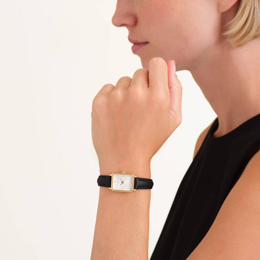 ROSEFIELD Damenuhr Octagon XS White Black Leather Gold OWBLG-O84