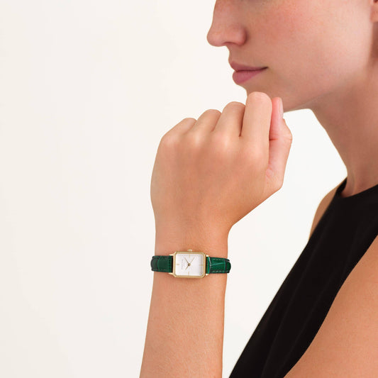 ROSEFIELD Damenuhr Octagon XS White Emerald Leather Gold OWGLG-O86