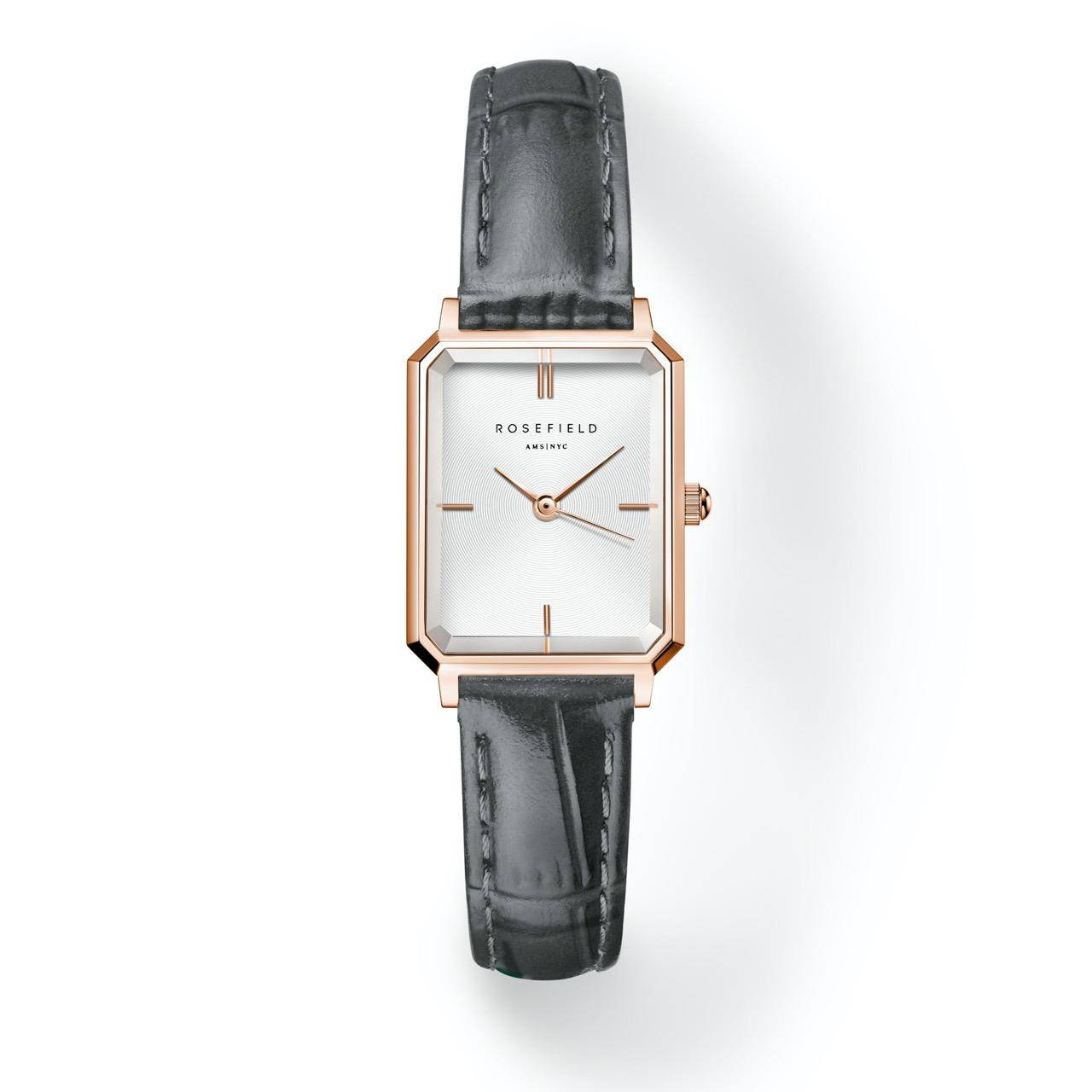 ROSEFIELD Damenuhr Octagon XS White Grey Leather Rose Gold OWGLR-O87