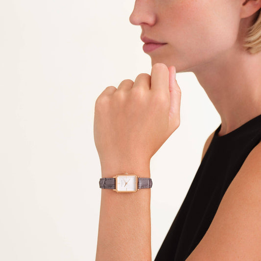 ROSEFIELD Damenuhr Octagon XS White Grey Leather Rose Gold OWGLR-O87