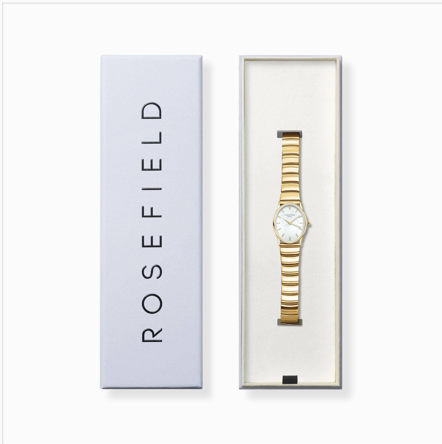 ROSEFIELD Damenuhr The Oval White MOP Half-Moon Steel Gold OVWGSG-OV16
