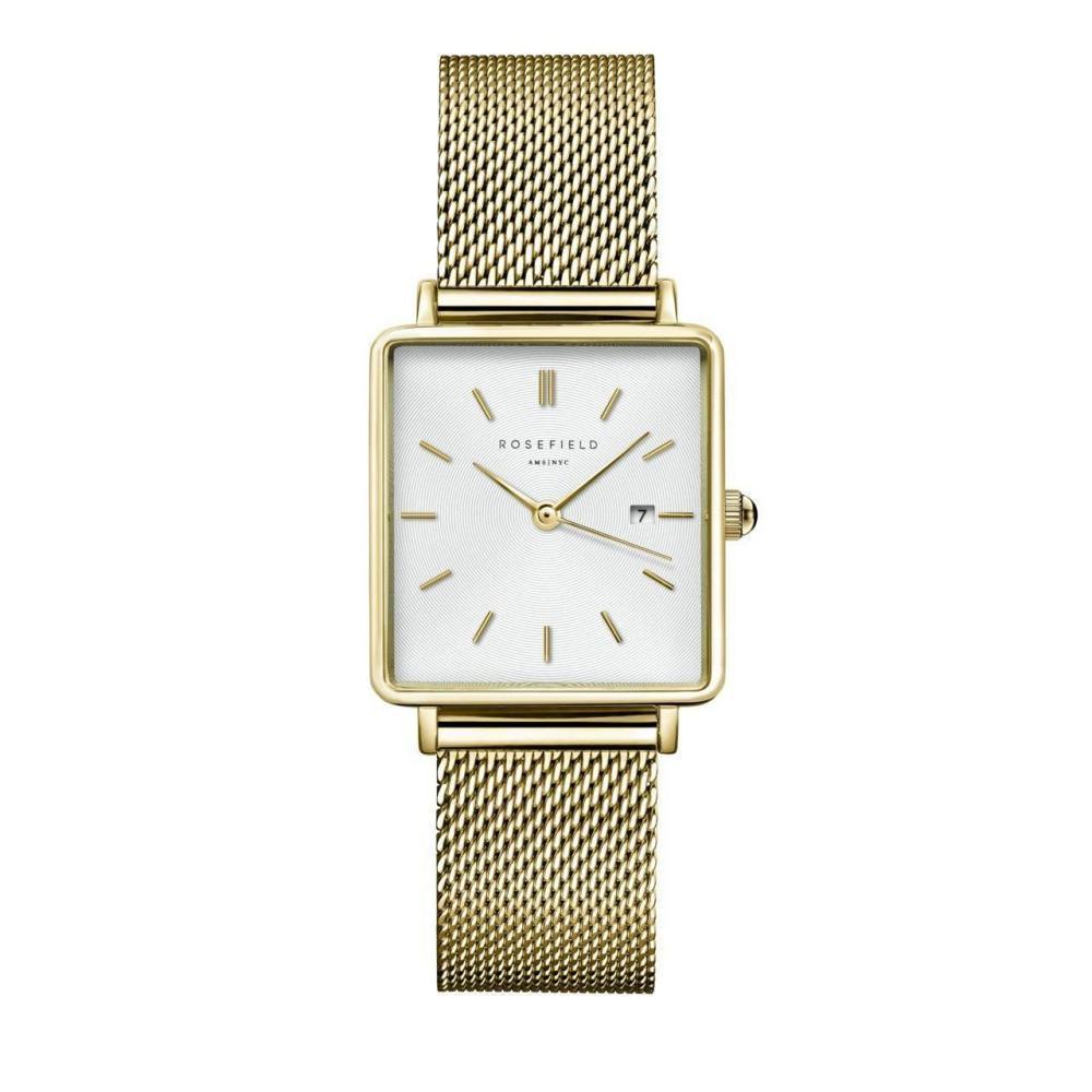ROSEFIELD Damenuhr Boxy Mesh Gold eckig QWSG-Q03