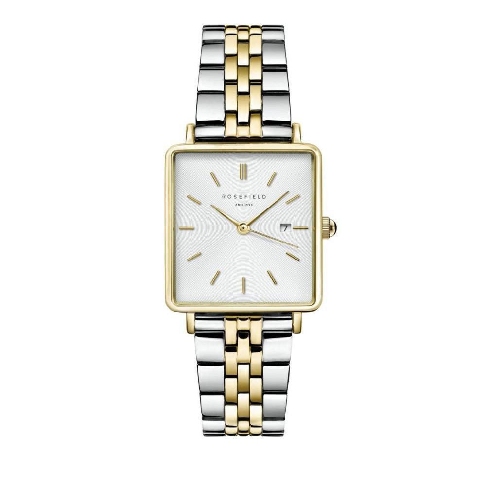 ROSEFIELD Women's Watch The Boxy White Sunray Silver Gold Duo QVSGD-Q013