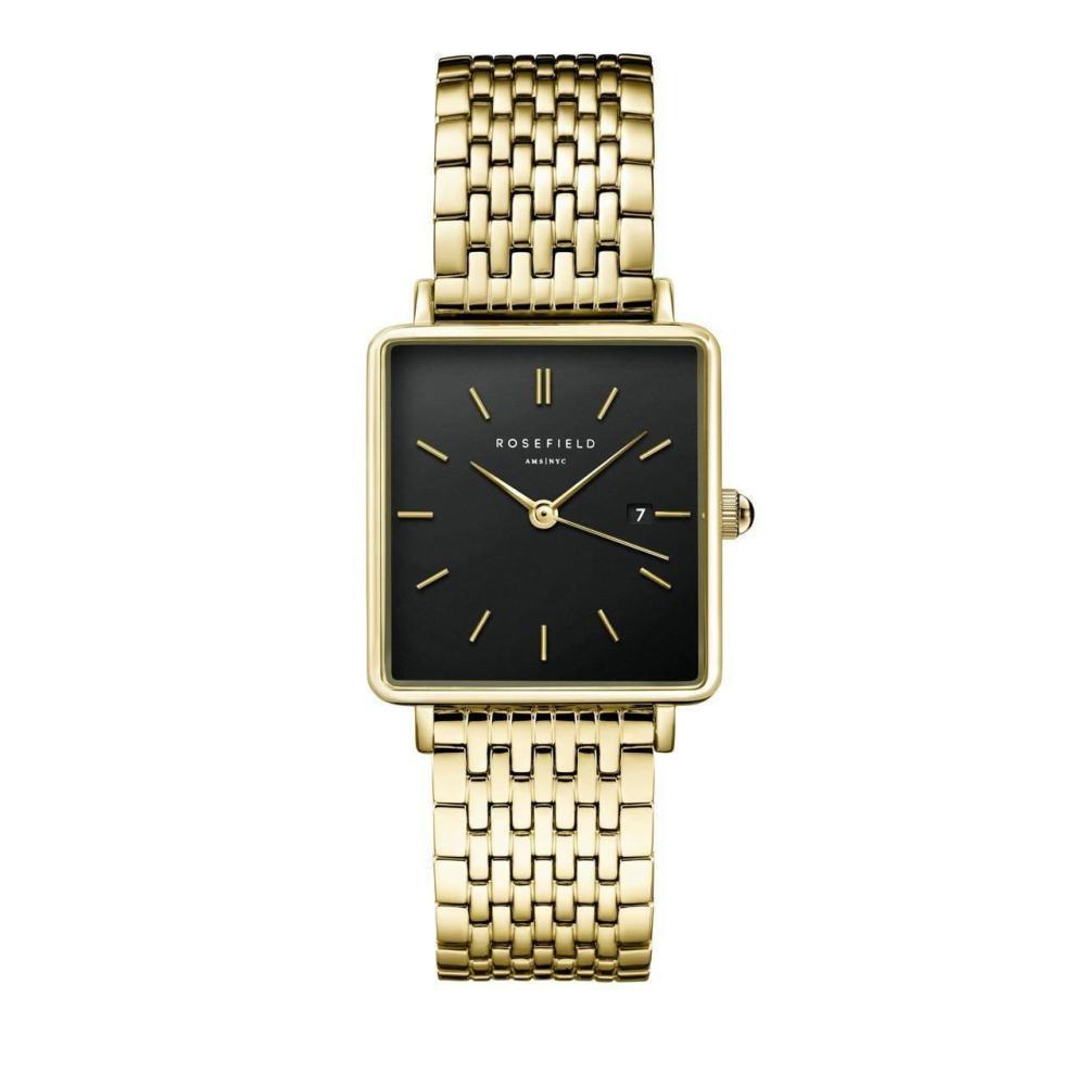 ROSEFIELD Women's Watch The Boxy Black Steel Gold QBSG-Q017