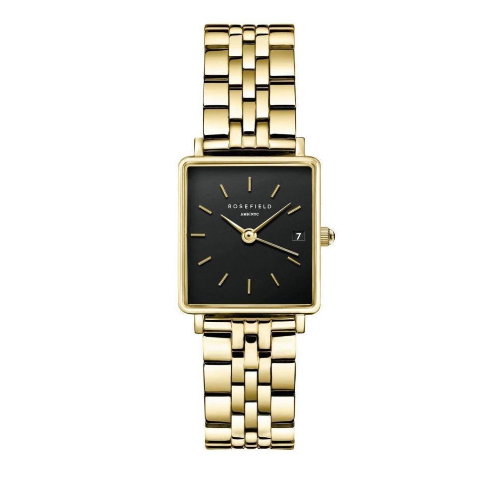 ROSEFIELD Women's Watch The Boxy XS Black Steel Gold QMBG-Q025