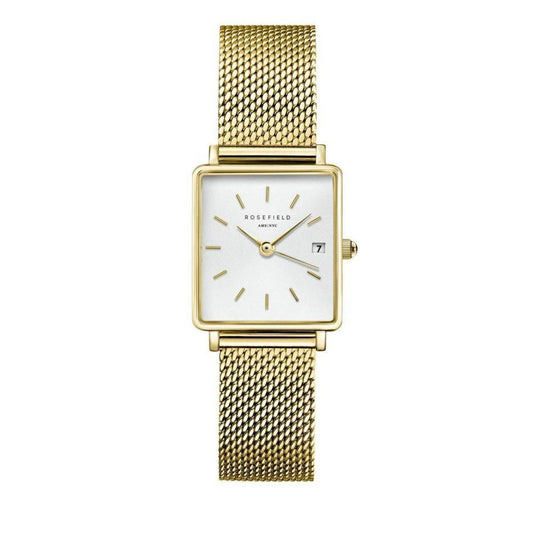 ROSEFIELD Damenuhr  Boxy XS Mesh Gold eckig QMWMG-Q039