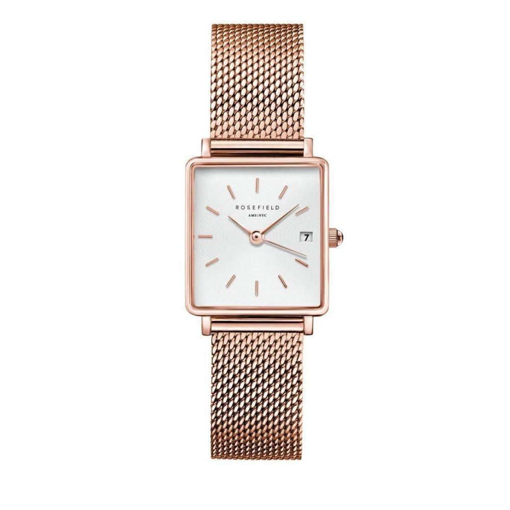 ROSEFIELD Damenuhr Boxy XS Mesh Rosegold eckig QMWMRG-Q040