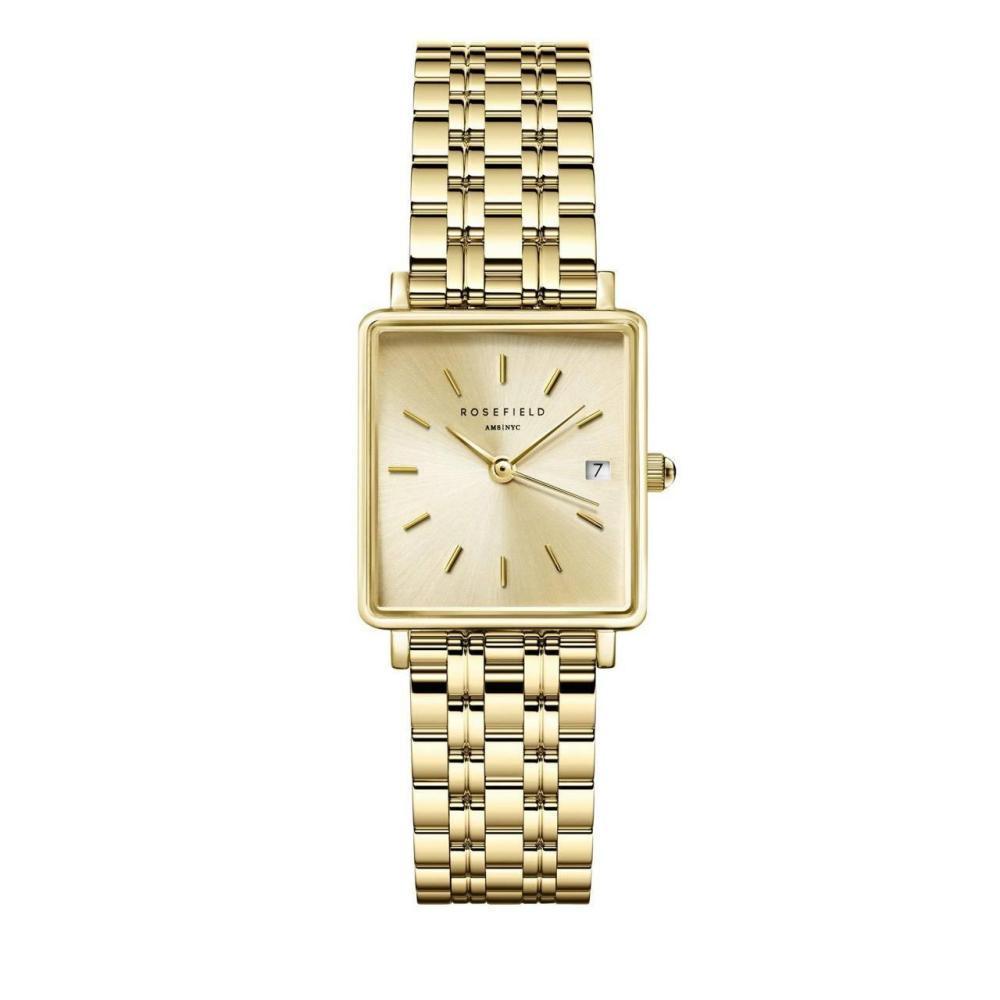 ROSEFIELD Damenuhr Boxy XS Champagner Gold eckig QCGSG-Q048