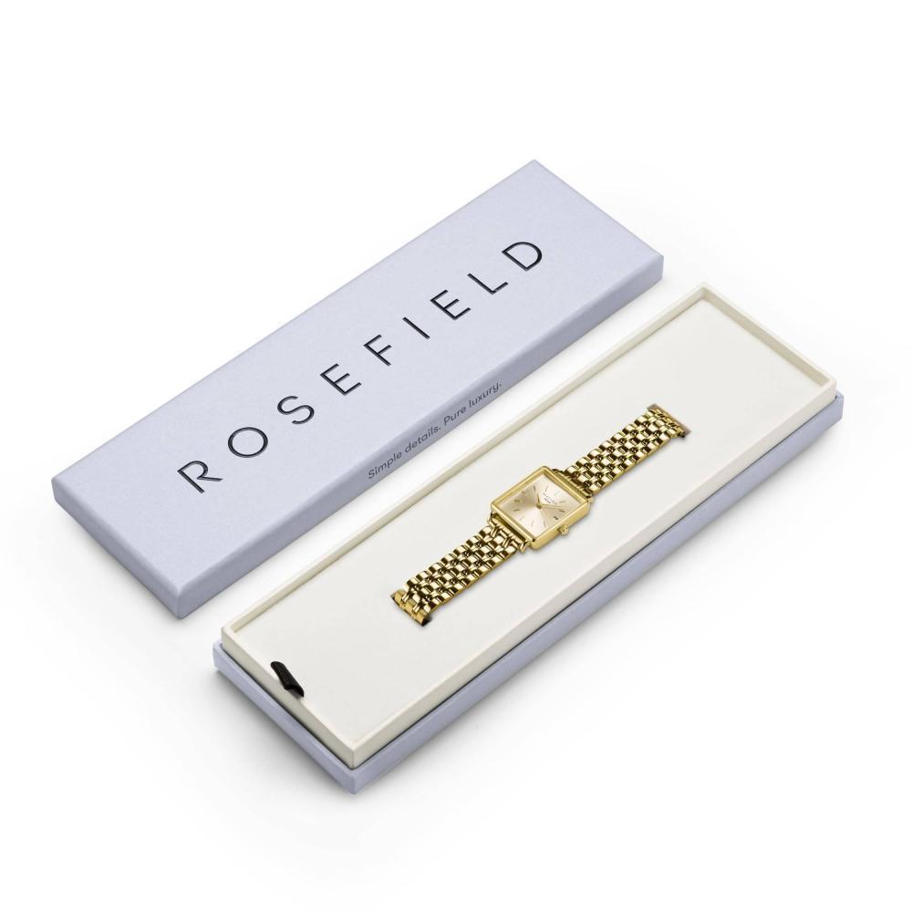 ROSEFIELD Damenuhr Boxy XS Champagner Gold eckig QCGSG-Q048