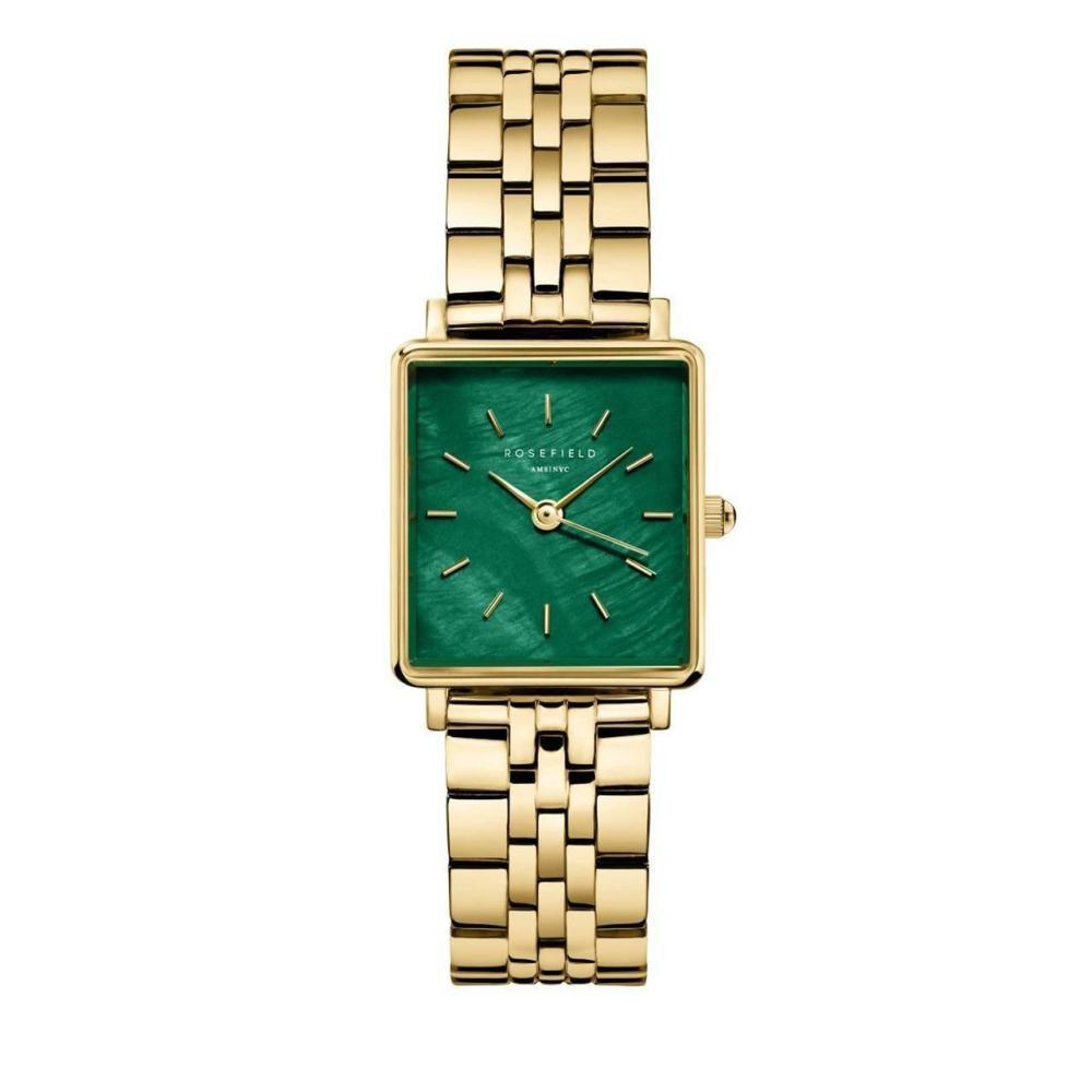 ROSEFIELD Damenuhr Boxy XS Smaragd-Grün Gold eckig BEGSG-Q050