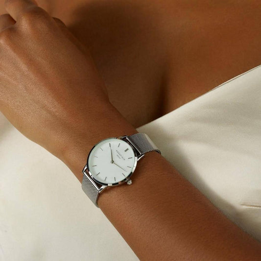 ROSEFIELD Women's Watch Pearl Edit Mesh White MOP Silver RMSMS-R08