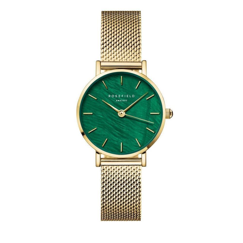 ROSEFIELD Damenuhr Small Edit Smaragd-Grün Gold Mesh SEEGMG-SE72