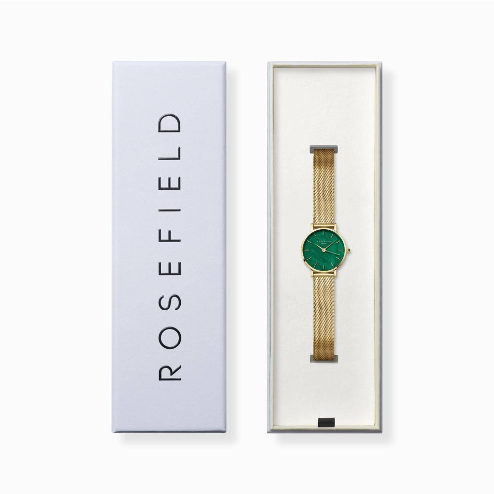 ROSEFIELD Damenuhr Small Edit Smaragd-Grün Gold Mesh SEEGMG-SE72