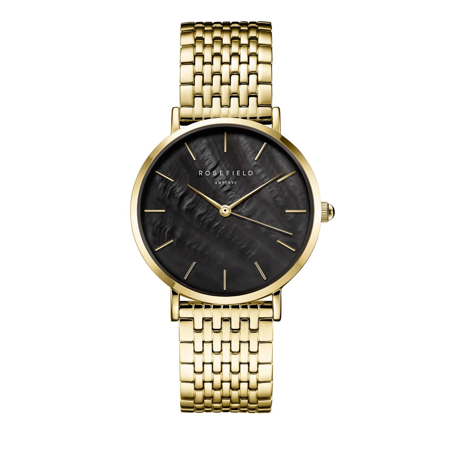 ROSEFIELD Damenuhr Upper East Side Perlmutt Schwarz Gold UBGSG-U35