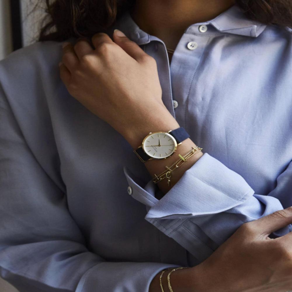 ROSEFIELD Damenuhr West Village Blau Gold Nubuk Leder WBUG-W70