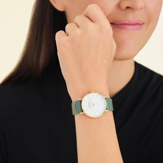 ROSEFIELD Damenuhr West Village Olivgrün Gold Leder WFGG-W85