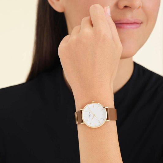 ROSEFIELD Damenuhr West Village Braun-Blush Gold Leder WWCG-W86