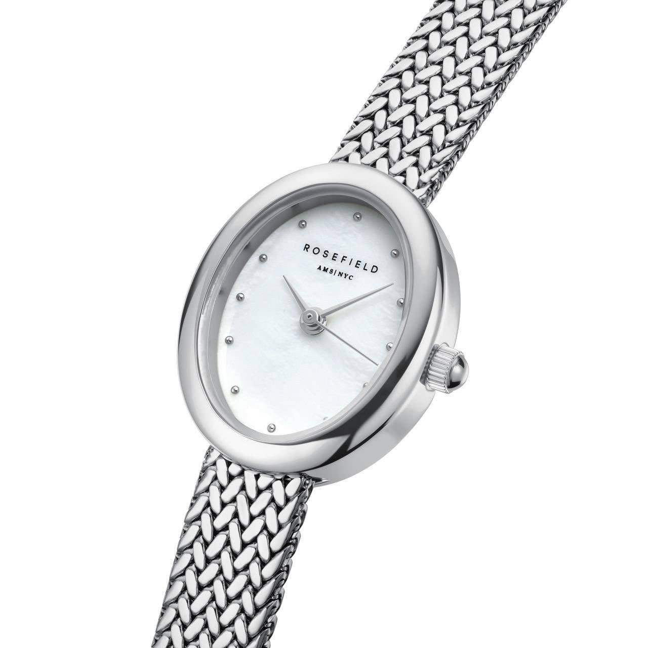 ROSEFIELD Damenuhr Mini Oval Mesh Silber MWSMS-M05
