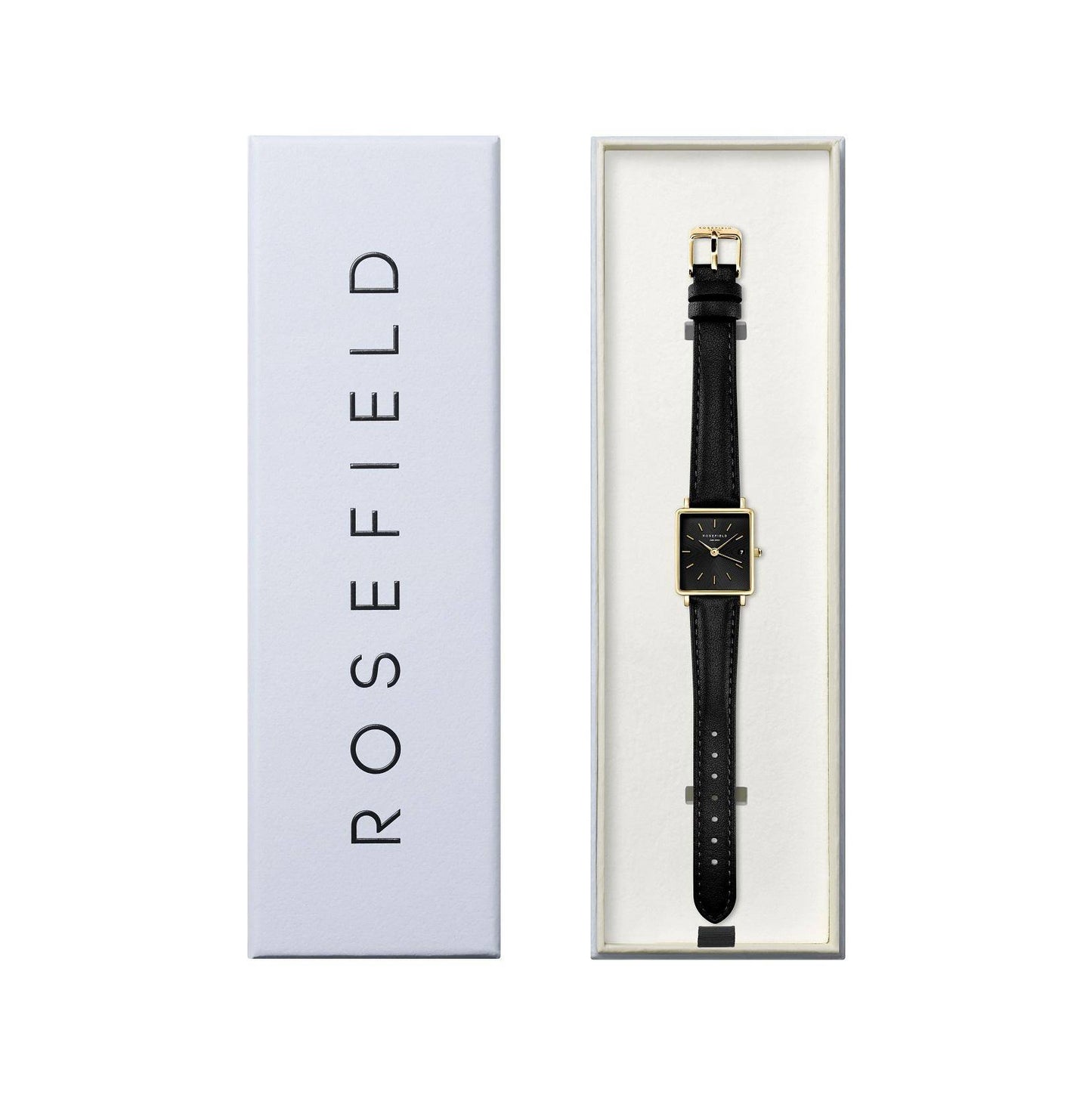 ROSEFIELD Damenuhr Boxy XS Black Black Leather Gold QBBLG-Q53
