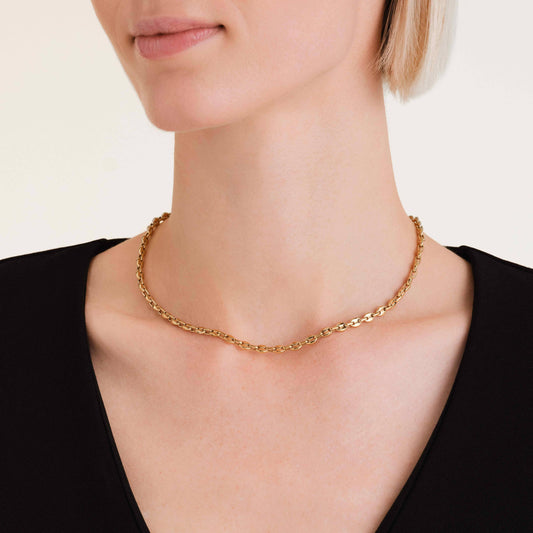 ROSEFIELD Halskette Bicolor Herringbone Necklace Gold Silber Edelstahl