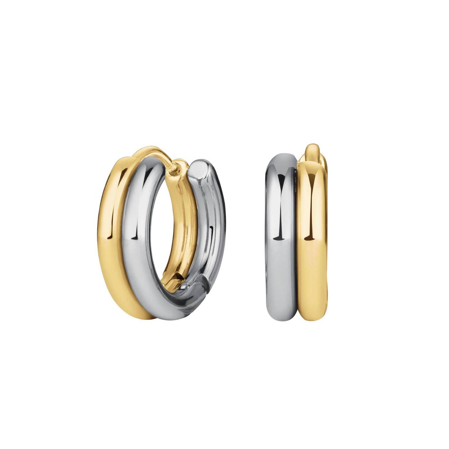 ROSEFIELD Bicolor Double Hoop Earrings Gold Silver Stainless Steel