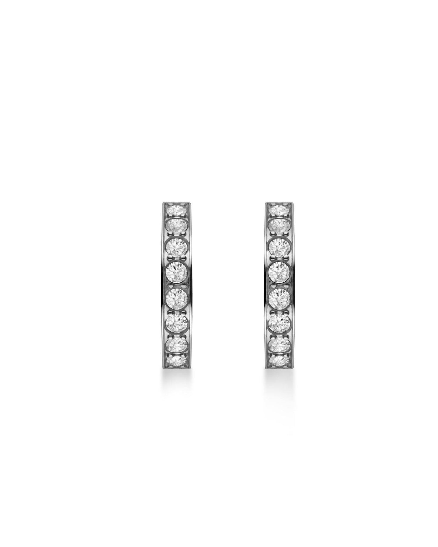 ROSEFIELD Earrings Crystal Hoops Silver JECHS-J572