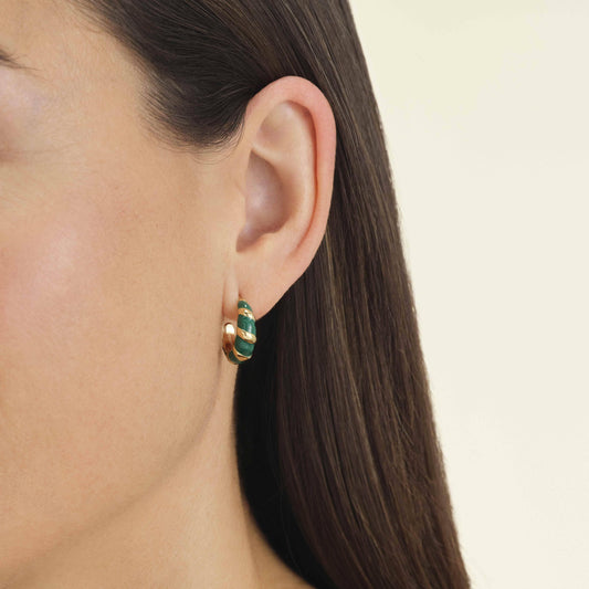 ROSEFIELD Earrings Emerald Croissant Hoops Gold Stainless Steel JEECG-J717