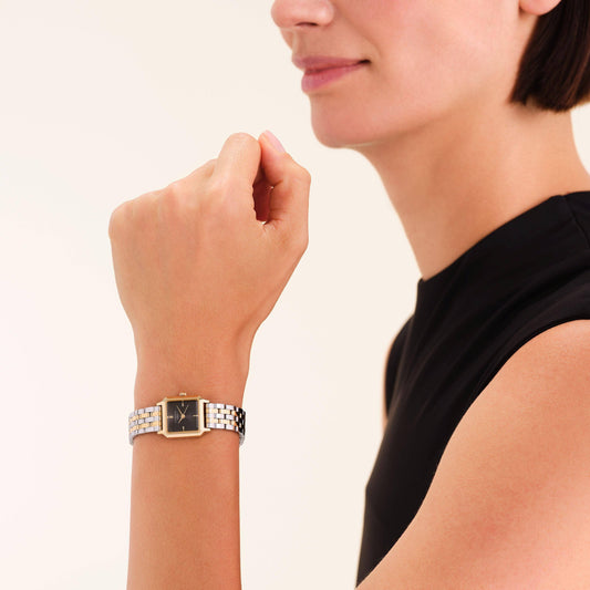 ROSEFIELD Damenuhr BOXELLE Bicolor Schwarz-Gold-Silber