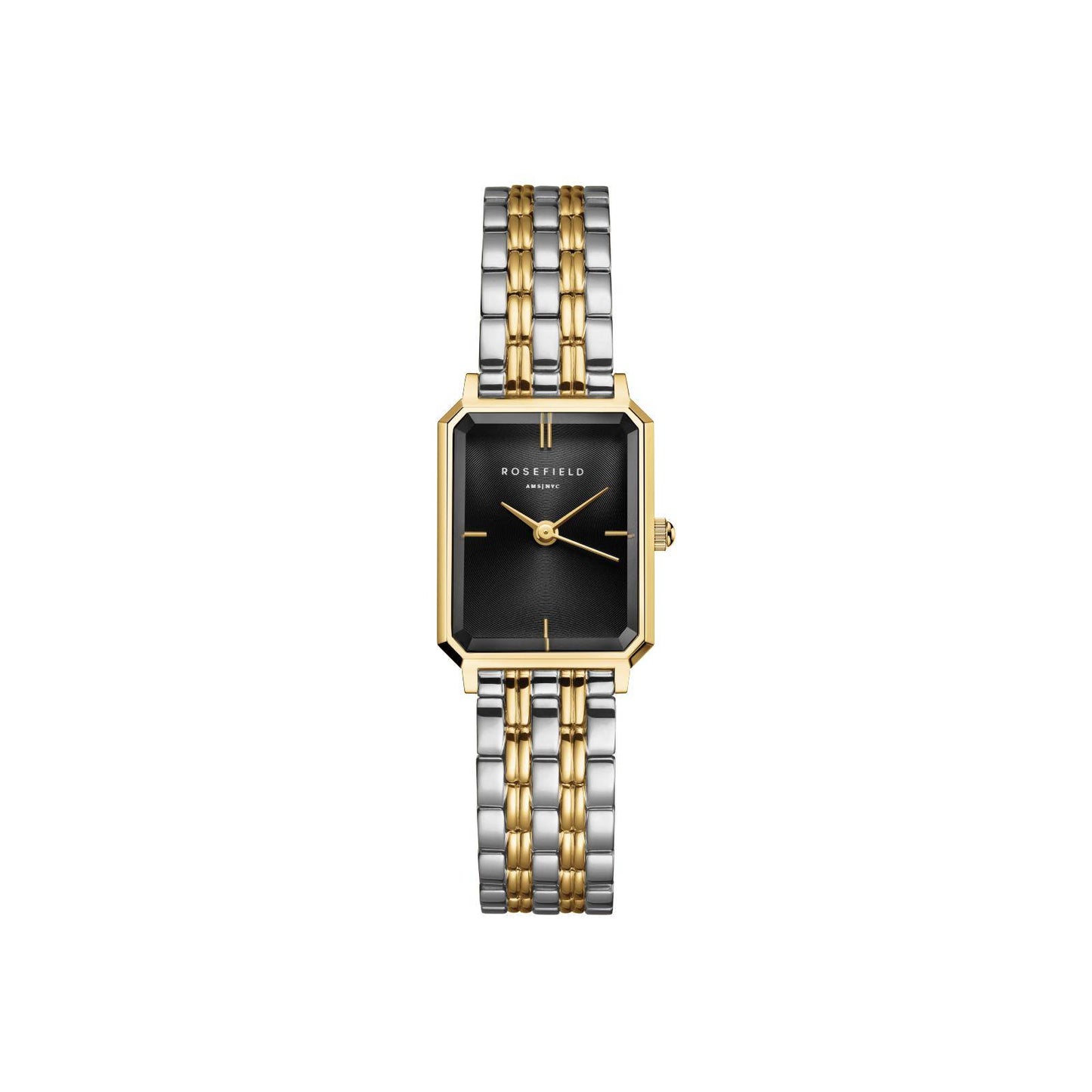 ROSEFIELD Damenuhr OCTAGON XS Bicolor Schwarz-Gold-Silber